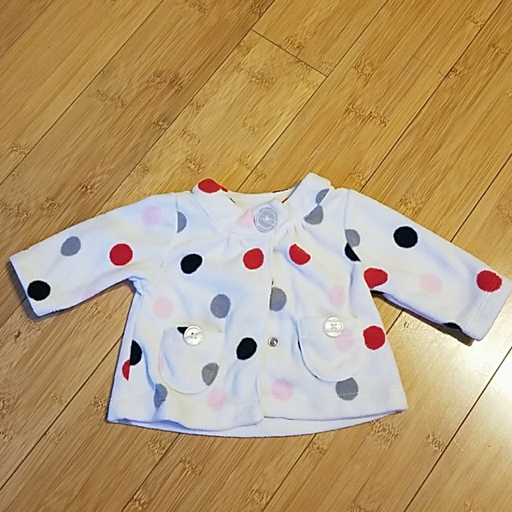 Fleece polka dot cardigan